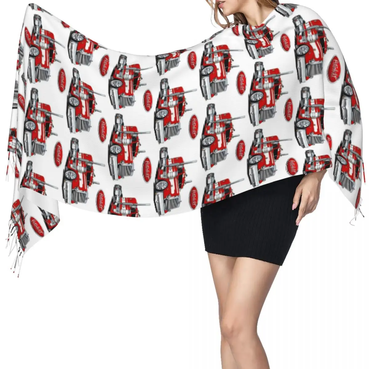 

Peterbilt Truck Шарф Шарфы с кисточками для женщин Мягкие теплые шали и накидки Большая осенне-зимняя шаль