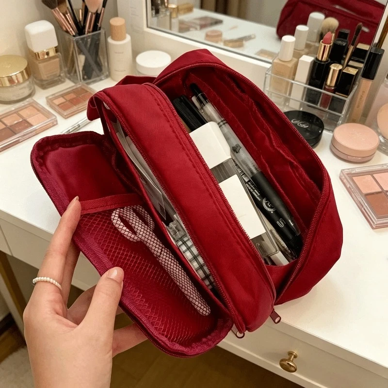 

Luxury Large Capacity Travel Makeup Bag Cosmetic Organizer Portable Desktop Storage Multilayer Pencil Case Pencil Pouch
