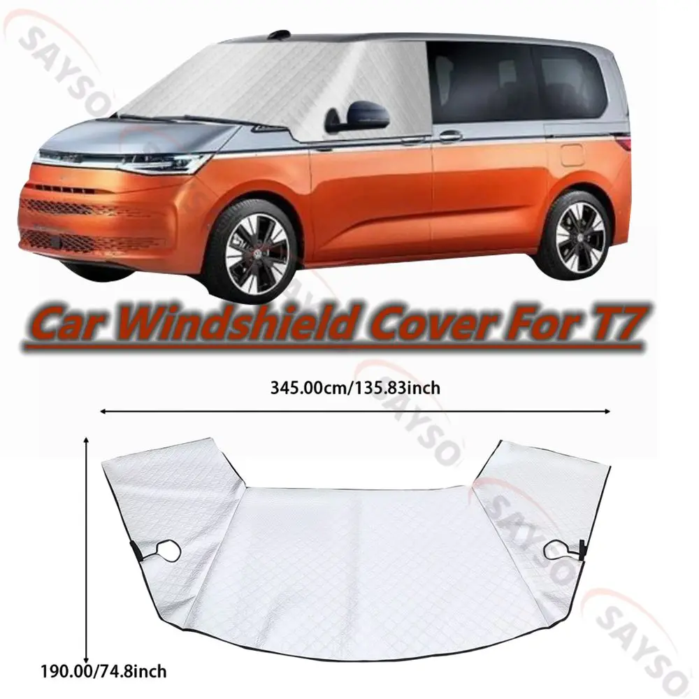 Protector solar plateado para parabrisas de coche, cubierta solar de invierno para ventana delantera, protección solar contra hielo y escarcha para exteriores, cubierta solar para nieve para VW T7
