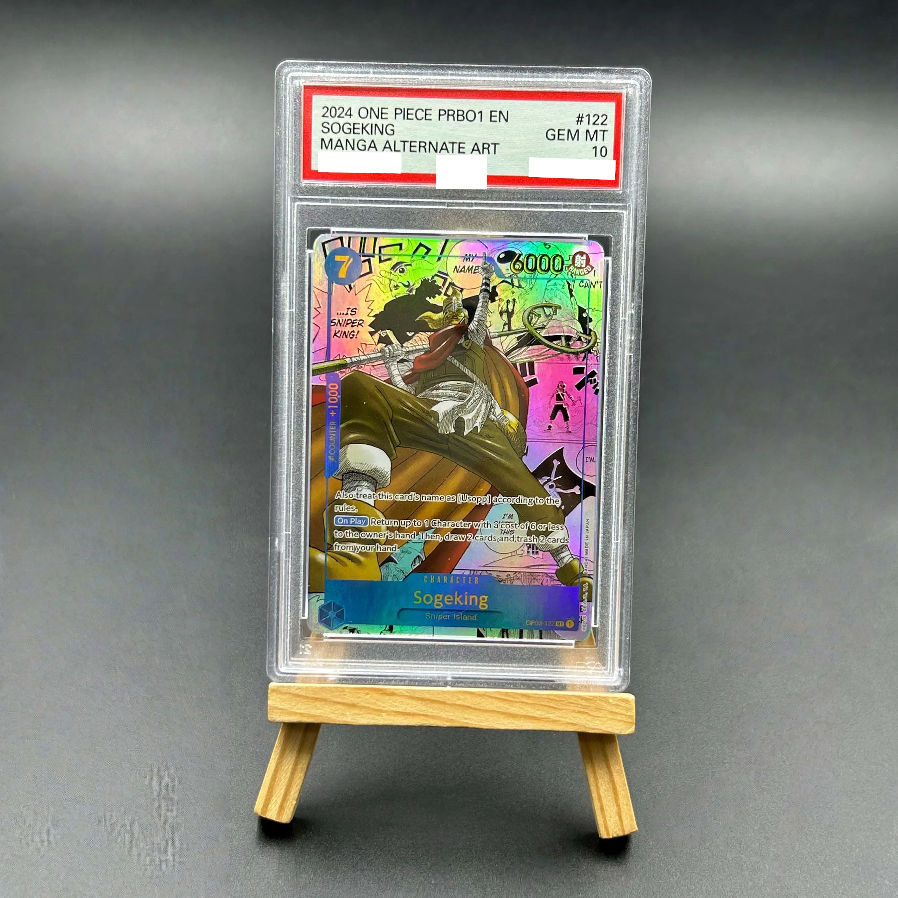 

2024 One Piece TCG English PRB01 Sogeking #122 Manga Alternate Art Textured Holo Gem MT 10 Collectible Card