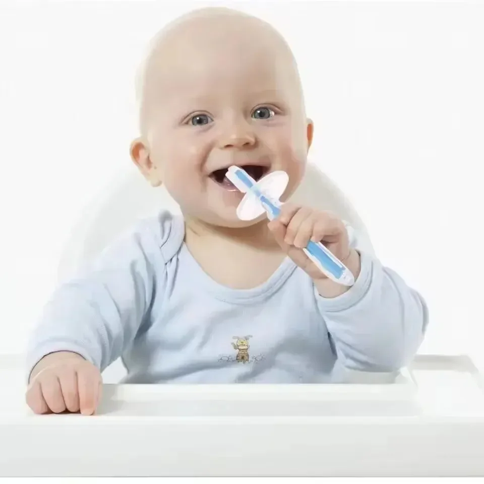 Teether Infant Training 100% 1PC Food Grade Soft Handle Flexible Silicone Rubber Baby Toothbrush Factory Price #6