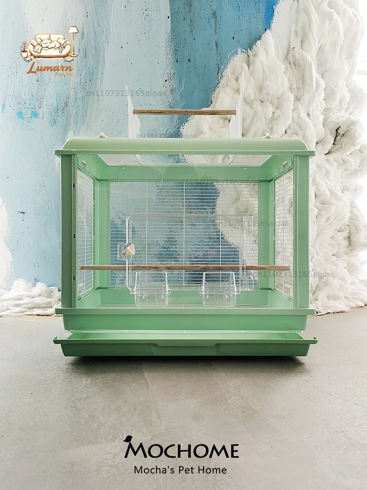 Xuanfeng tiger skin peony parrot horizontal silk bird cage home splash-proof luxury villa metal special cage large acrylic