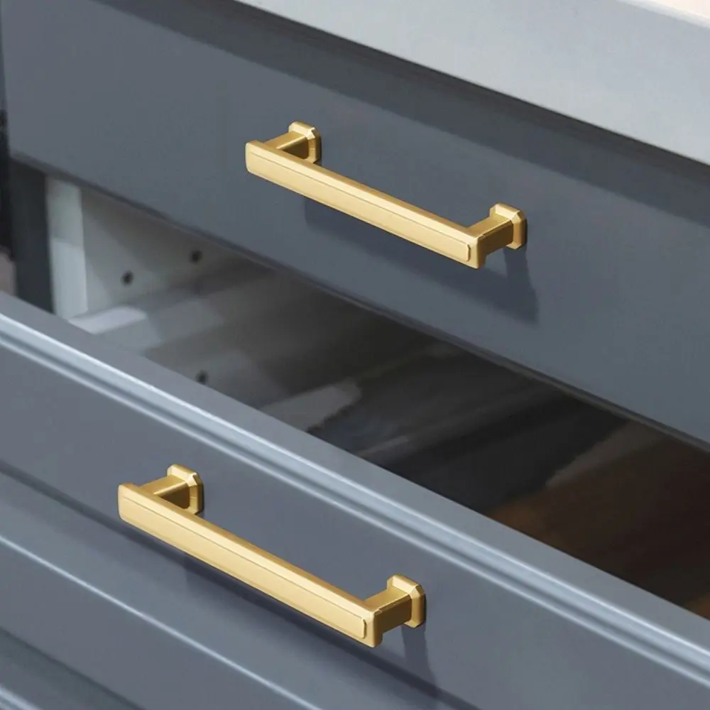 Zinc Alloy Cabinet Door Pulls Nordic Style Copper Finish Cabinet Handles Black Color Gold Finish Furniture Hardware