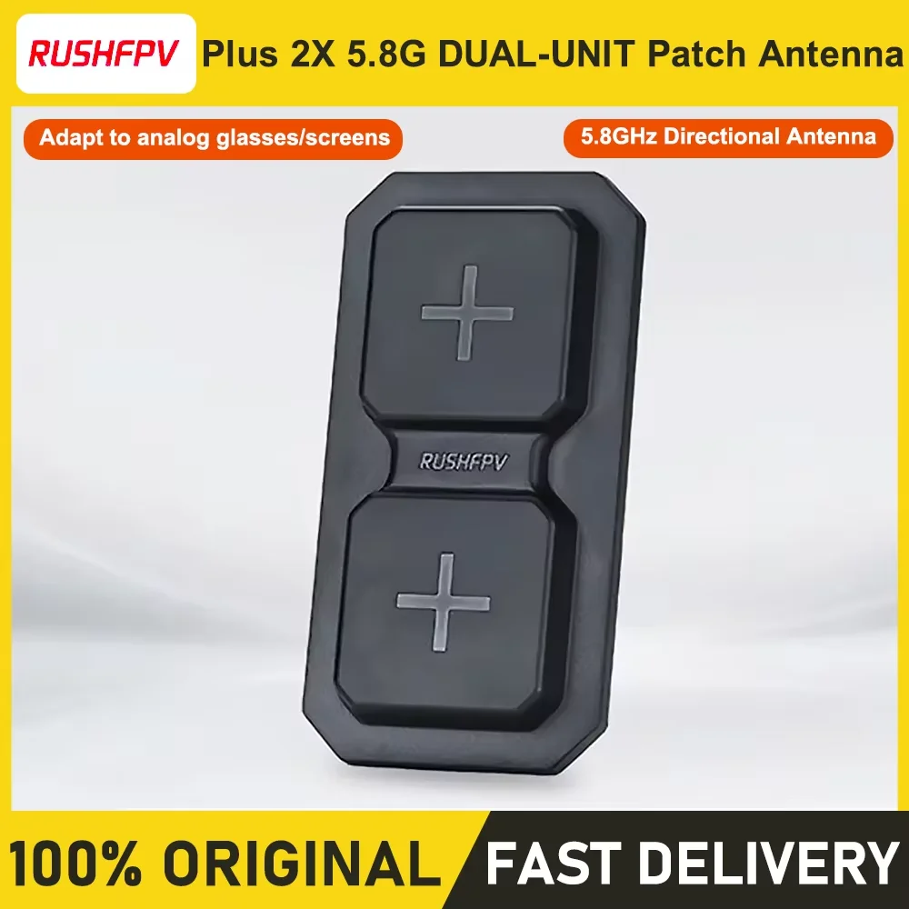 RUSHFPV Range plus 2X 5.8GHz Dual-Unit Patch Antenna for FPV Crossover Machine Compatibility with Simulation Glasses/Screen