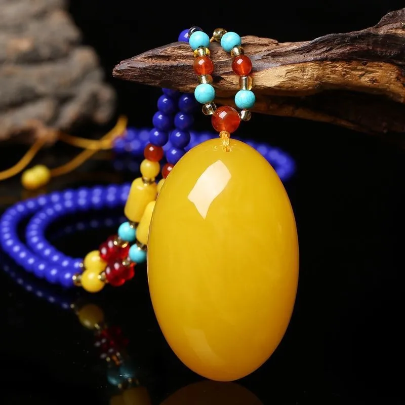 

Trendy Live Streaming Supply Traffic Attraction Gift Second Generation Amber Old Beeswax Pendant Water Drop Sweater Necklace Who