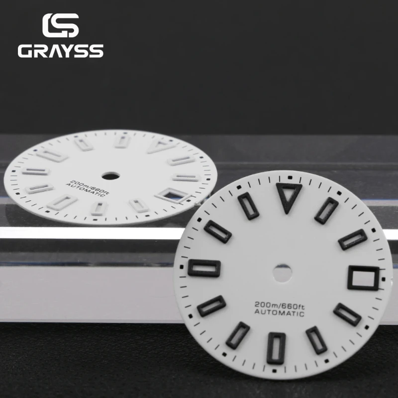 28.5mm Watch Dial with Hollow Hour Markers Date Window for SKX NH35 PT5000 Miyota 8215 Movemen Watch Customization Accessories