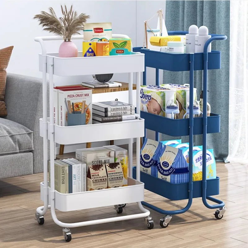 Floor Plastic Kitchen Trolley Storage Rack Mobile Snack Kitchen Trolley Bathroom Bookshelf Carro Organizador Con Rueda Furniture