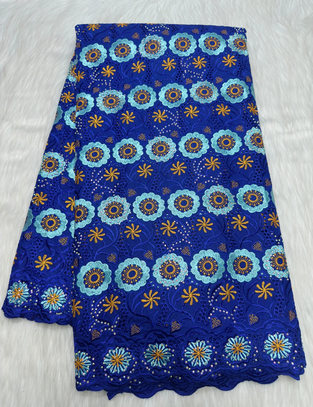 

Wholesale Cotton African Lace Fabric High Quality Swiss Voile Lace Fabric Nigerian Dry Mesh Lace Fabrics With Stones Wedding Sew