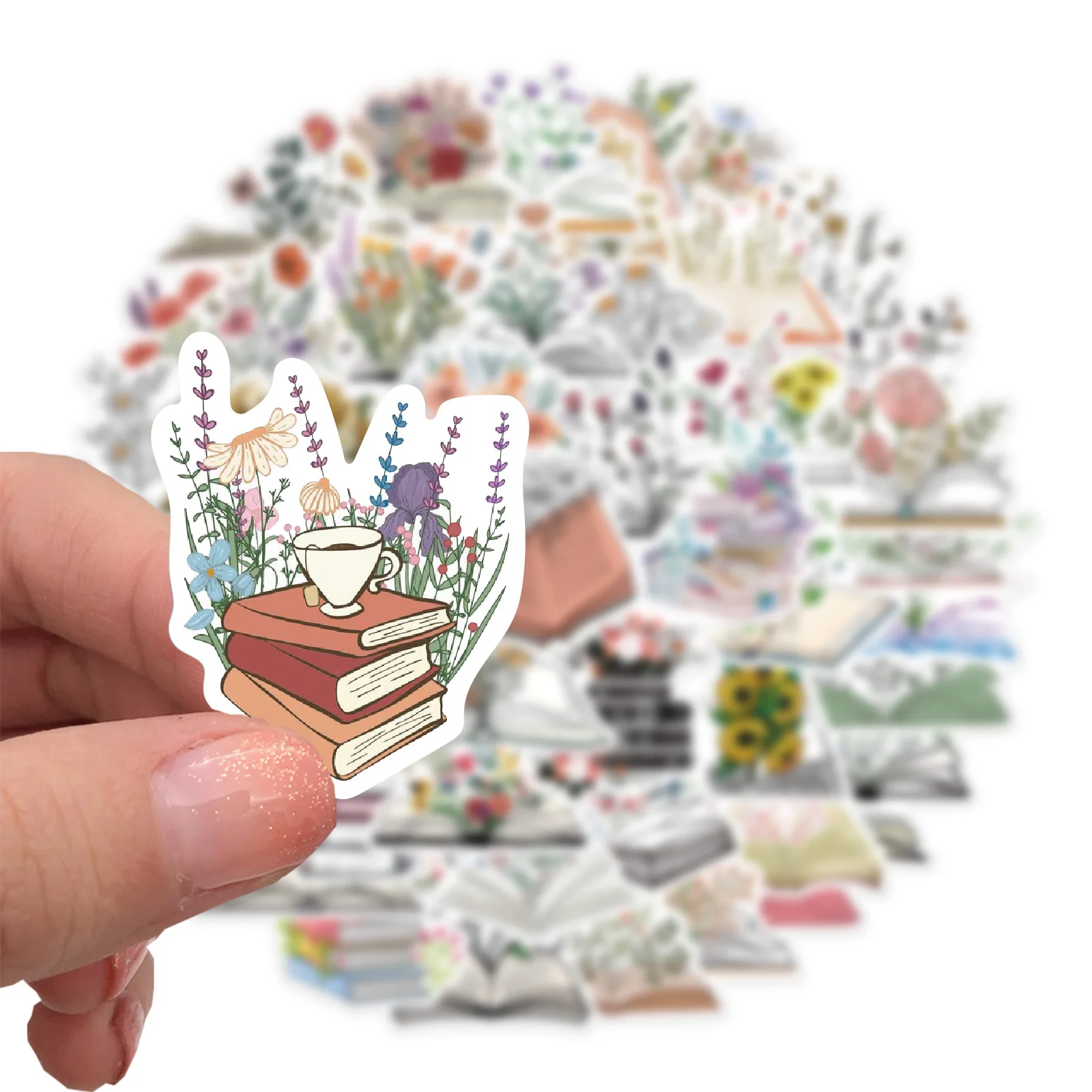 50Pcs Book flowers Stickers,Reading Stickers,Bookish,Book Stickers for Water Bottles,Bookish Items Stickers,Library Stickers