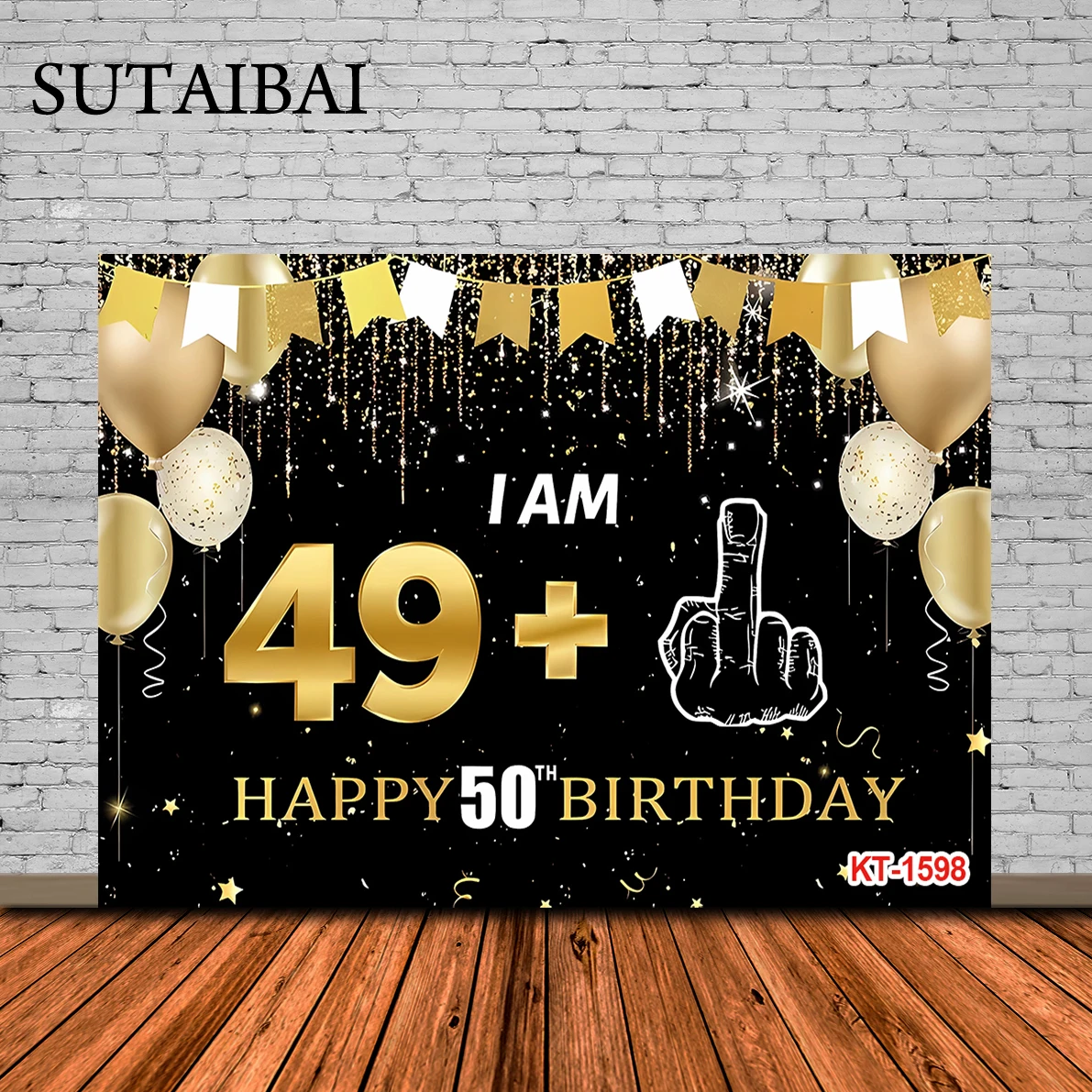 

50th Birthday Decoration I Am 49+1 Banner Backdrop Men Women Black Gold Birthday Party Supplies 50 Years Old Birthday Background