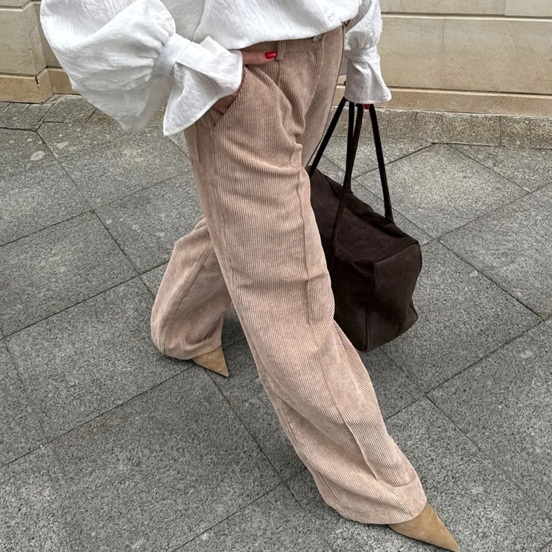 HKSH خريف شتاء جديد المرأة سروال قصير مستقيم السراويل بلون جيوب تنوعا أنيقة الأمريكية الرجعية الاتجاه غير رسمي HK14925 #3