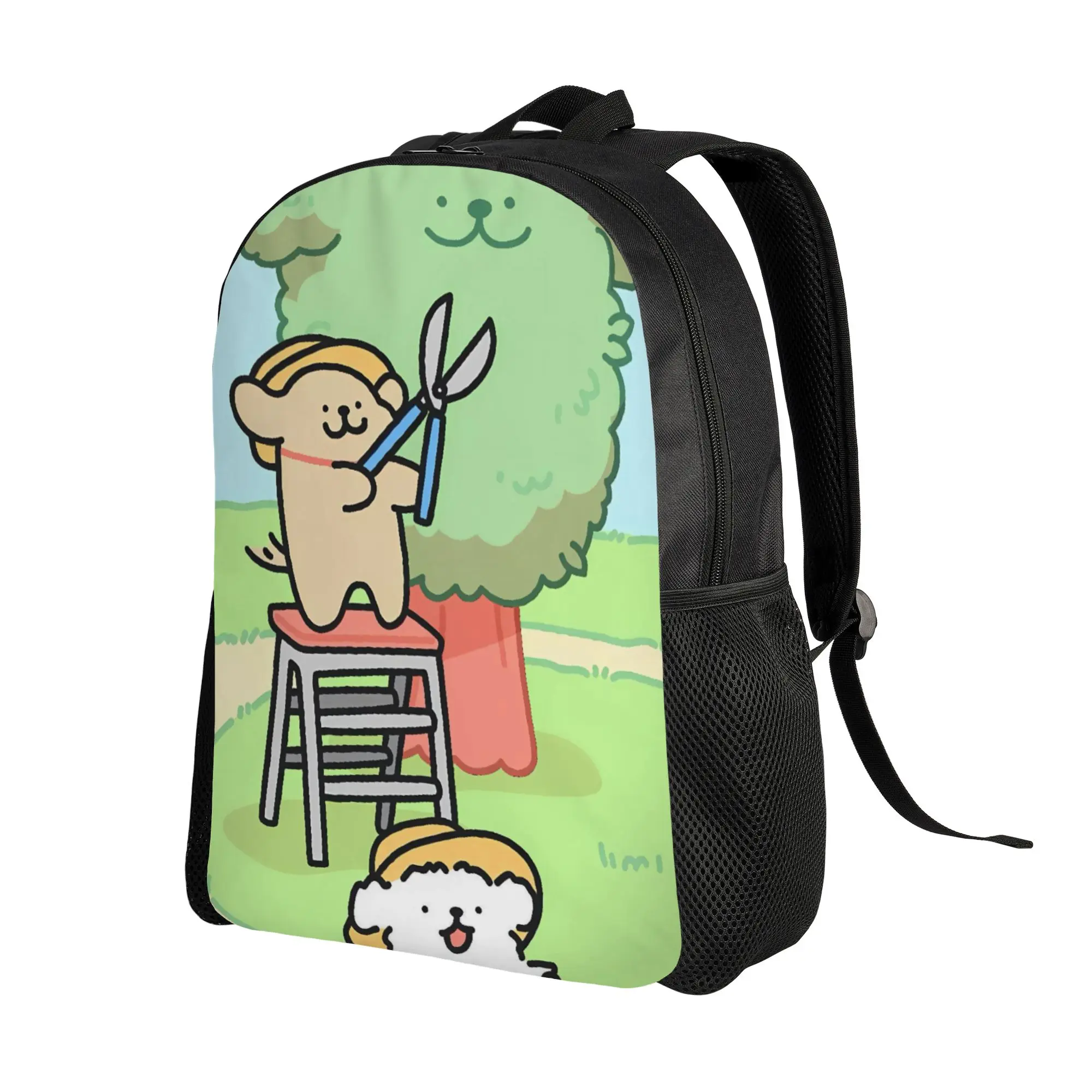 Line Dog  Backpack  Kawaii Backpacks Student Unisex Daily Pattern High School Bags Colorful Rucksack