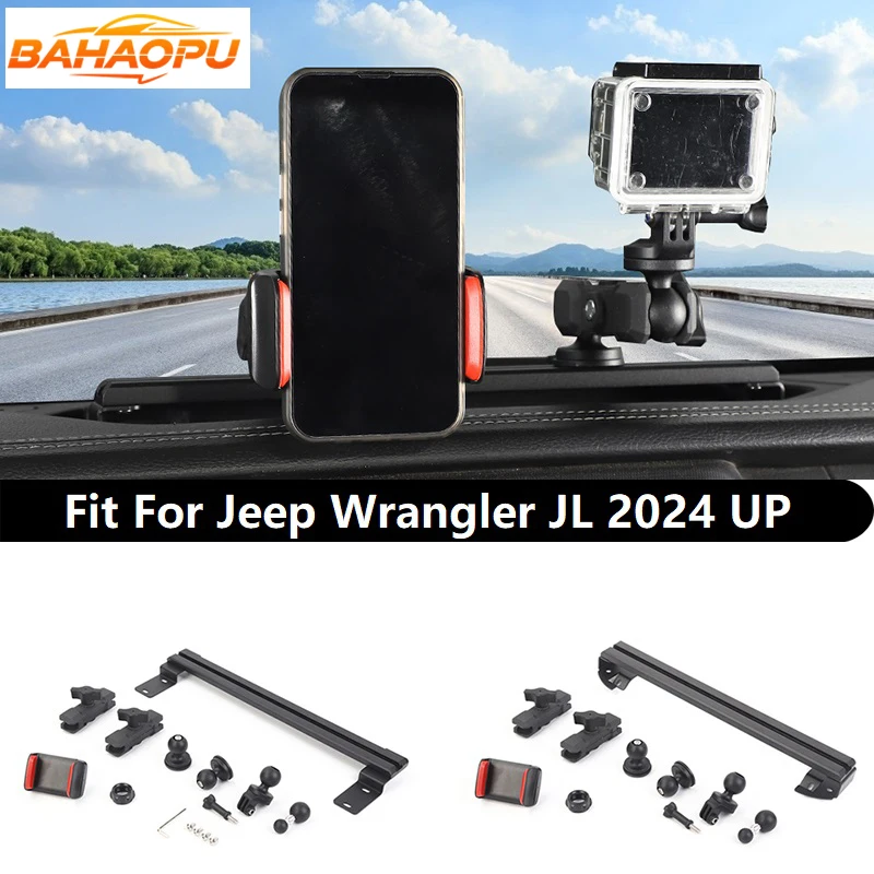 

BAHAOPU Car Center Console Slide Rail Mobile Phone Holder Camera Bracket Fit For Jeep Wrangler JL Gladiator JT 2018-2023/2024 UP