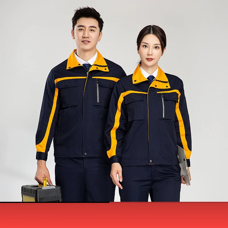 Work Clothing Mens Factory Workshop Suit Mechanical Working Uniforms Contrast Color Durable Worker Coveralls High End Labor Suit