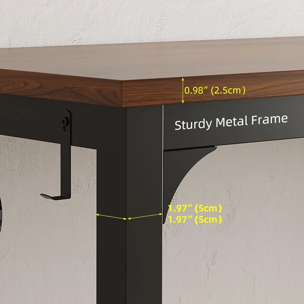 Modern 63 Wood Computer Desk with Storage for Home Office, Study, and Gaming
