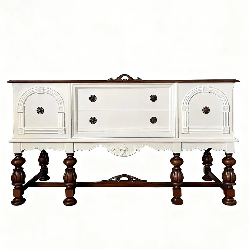 

American retro style solid wood porch cabinet, medieval style home living room decoration carved entrance hall cabinet