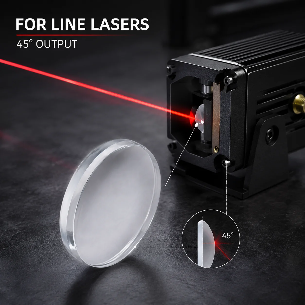 ZhonNa 45 Degree Glass Line Lens Optical Glass Lens for Laser Alignment Tools Instrument Optical Equipment Precision Accessories