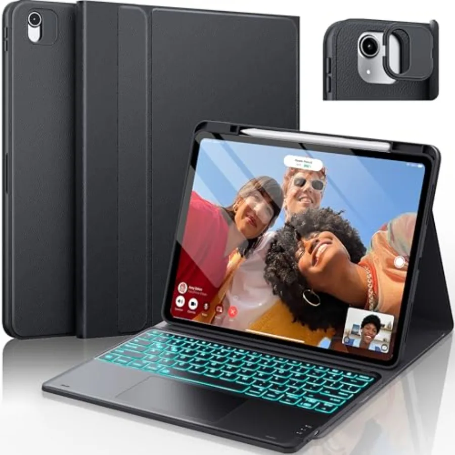 

Ультралегкий чехол-клавиатура для iPad Air 13 дюймов (M3 2025/M2 2024) с магнитным креплением, 7-цветной подсветкой и мультитач-трекпадом Smart S