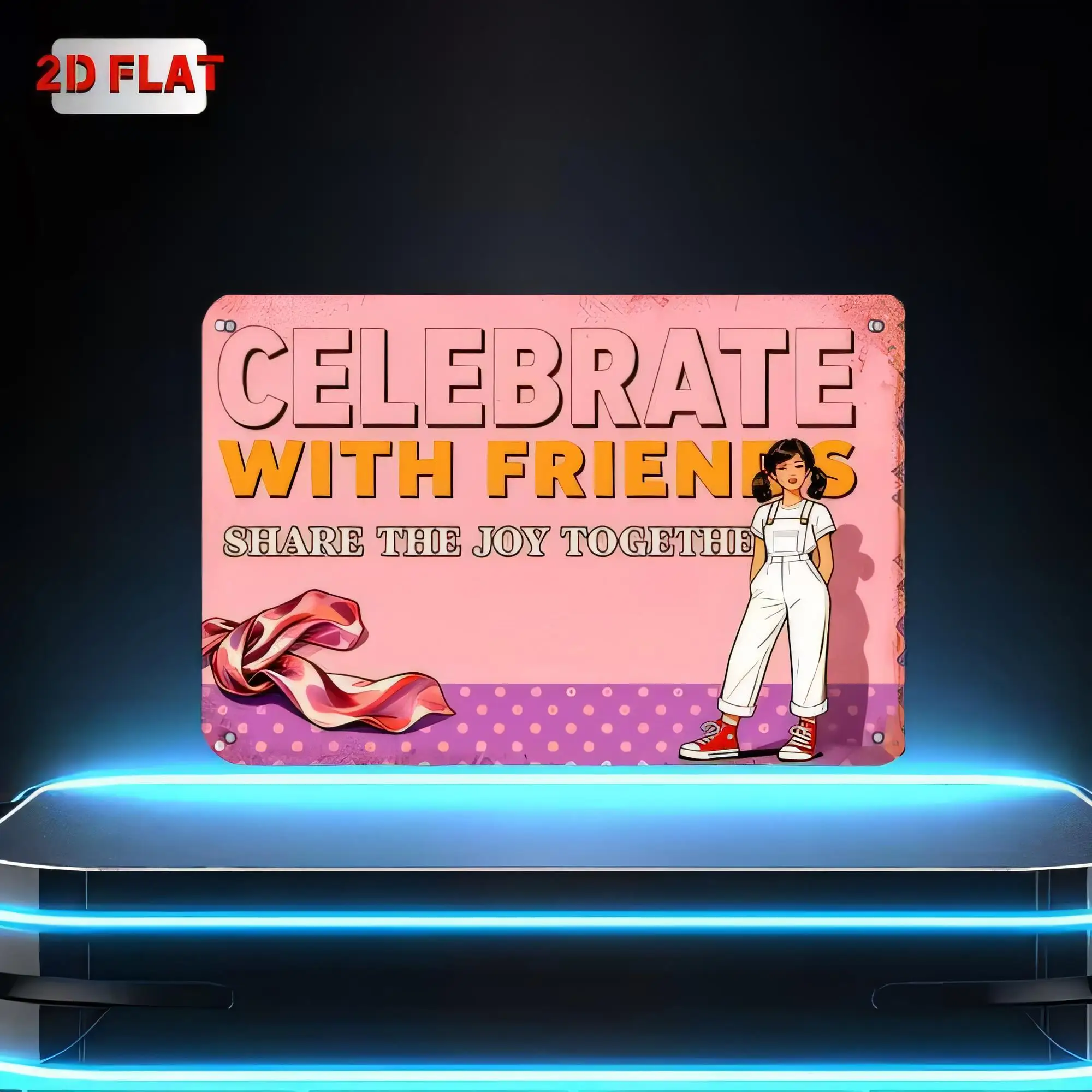 Tin Sign Celebrate With Friends Vintage Metal Wall Art Plaque Quote Share Joy Together Retro Poster for Bar Pub Cafe Home Decor