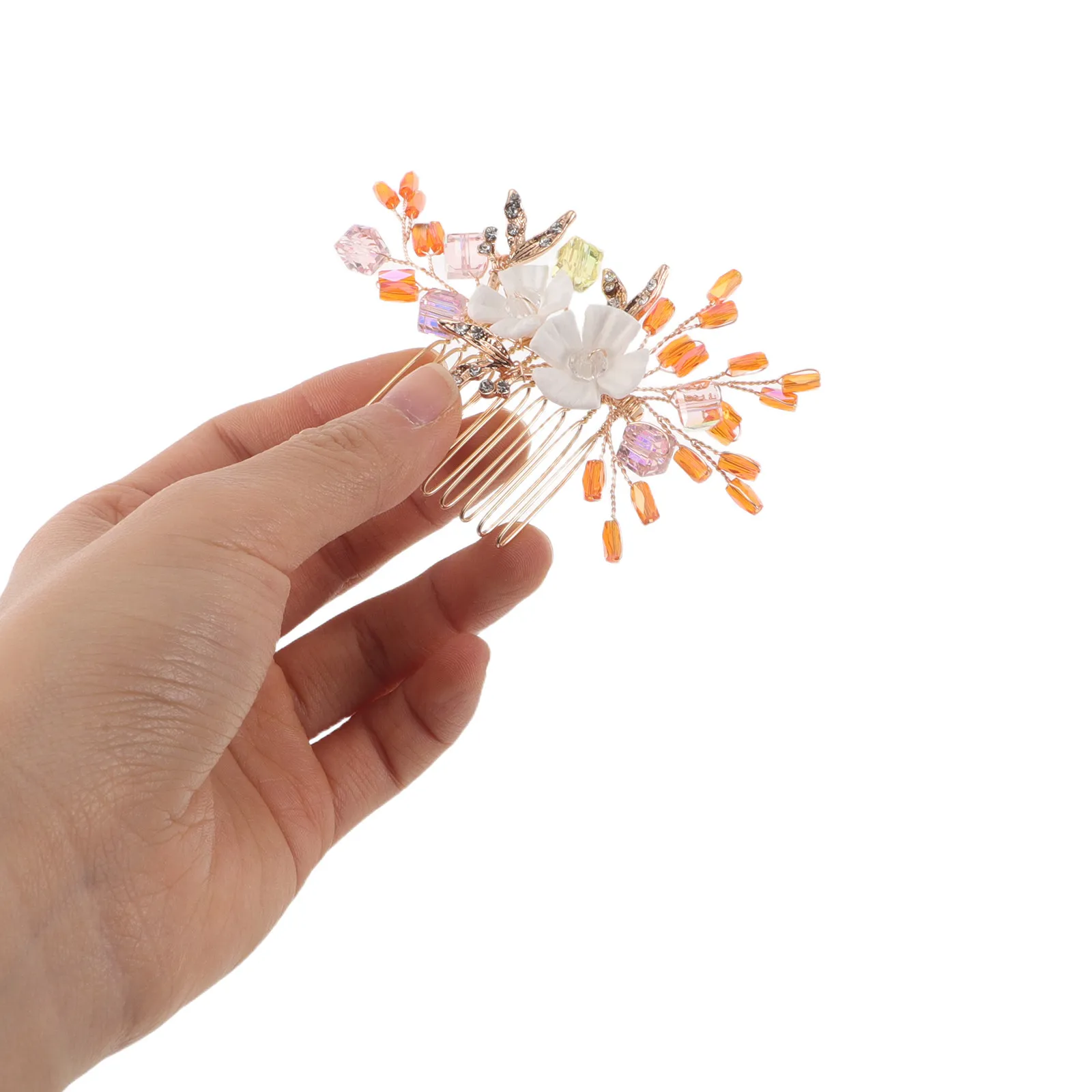

Цветочный свадебный гребень для волос, боковой аксессуар для невесты, заколка ручной работы со стразами, элегантное украшение для прически для невесты на вечеринки