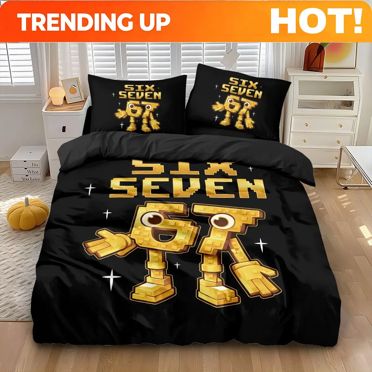 Customize 3pcs Duvet Cover Set with 6 and 7 Pattern Prints, 1 Duvet Cover + 2 Pillowcases, Filler Not Included, Artistic Visual