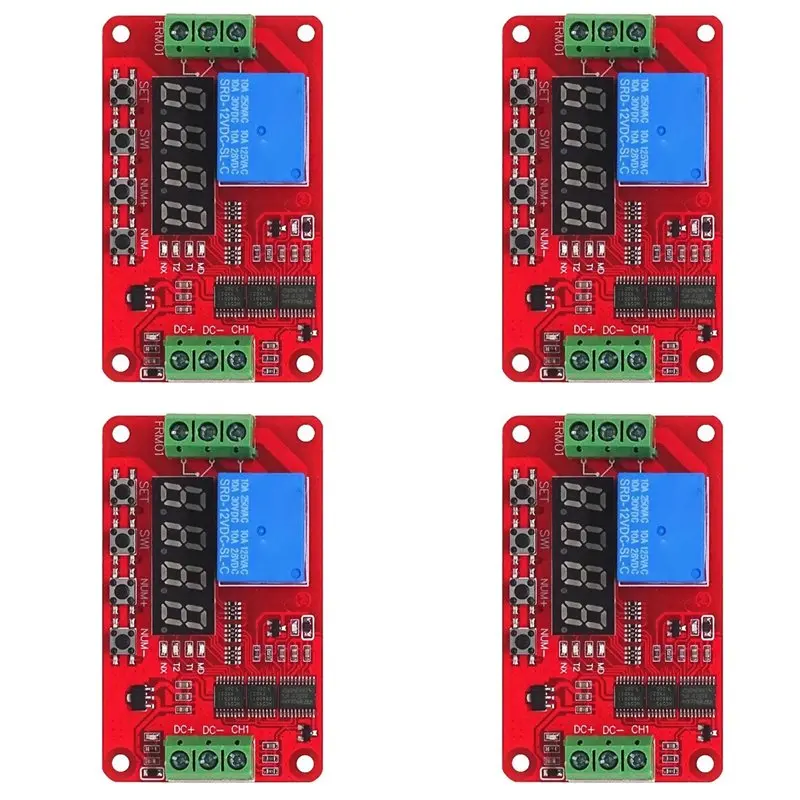 AT19-4X DC 12V 1 Channel Relay Module FRM01 Multifunction Relay Loop Delay Timer Switch Self-Locking Timing Board