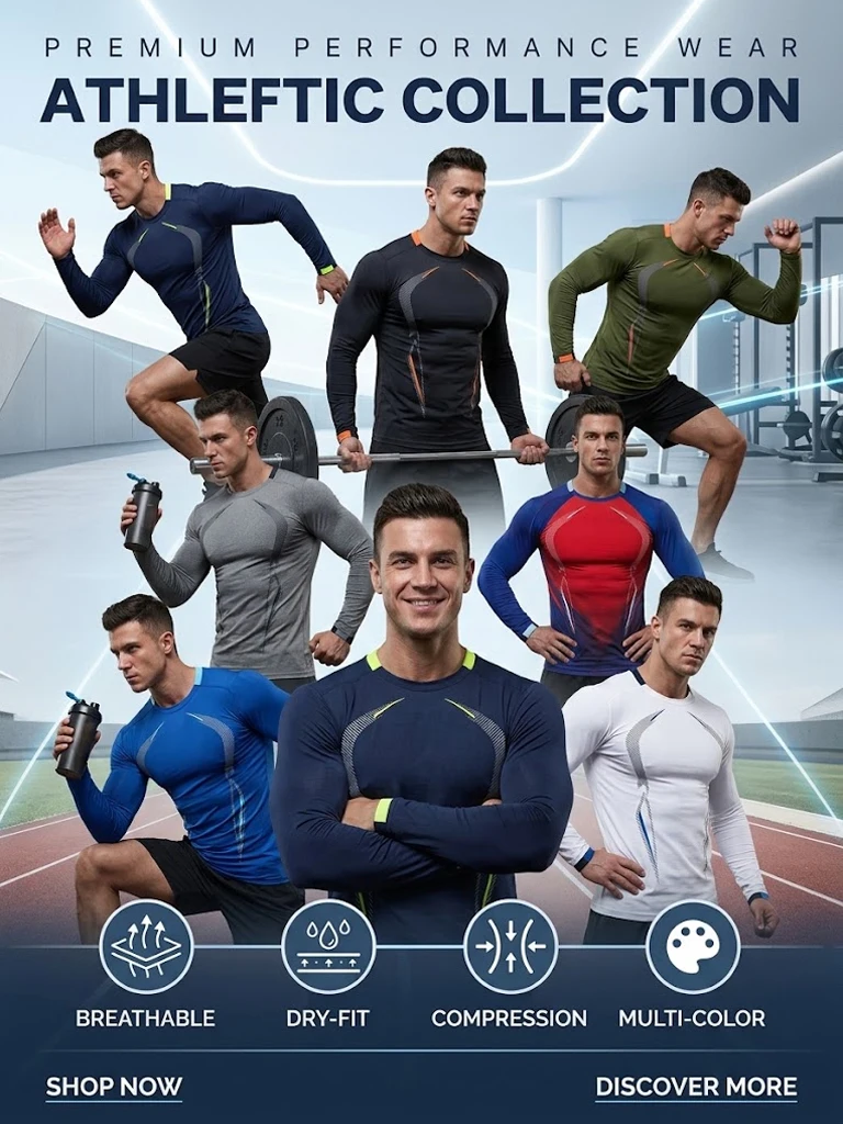 Herren-Langarmshirt, schnelltrocknend, sportlich, für Fitnessstudio, Workout, eng anliegend, schmal geschnitten, atmungsaktiv, für Bodybuilding und Sport. – Detail 1
