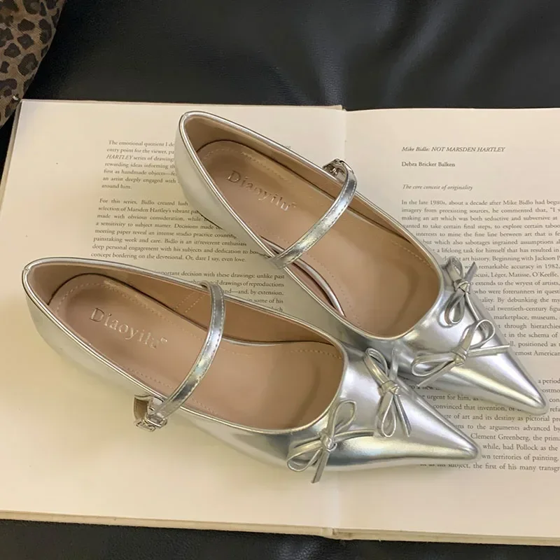 Fashion Bowknot Sweet Mary Jane Shoes Women Pointed Toe Elegant Office Shoes Shallow Brand Dress Shoes Designer Pumps Female