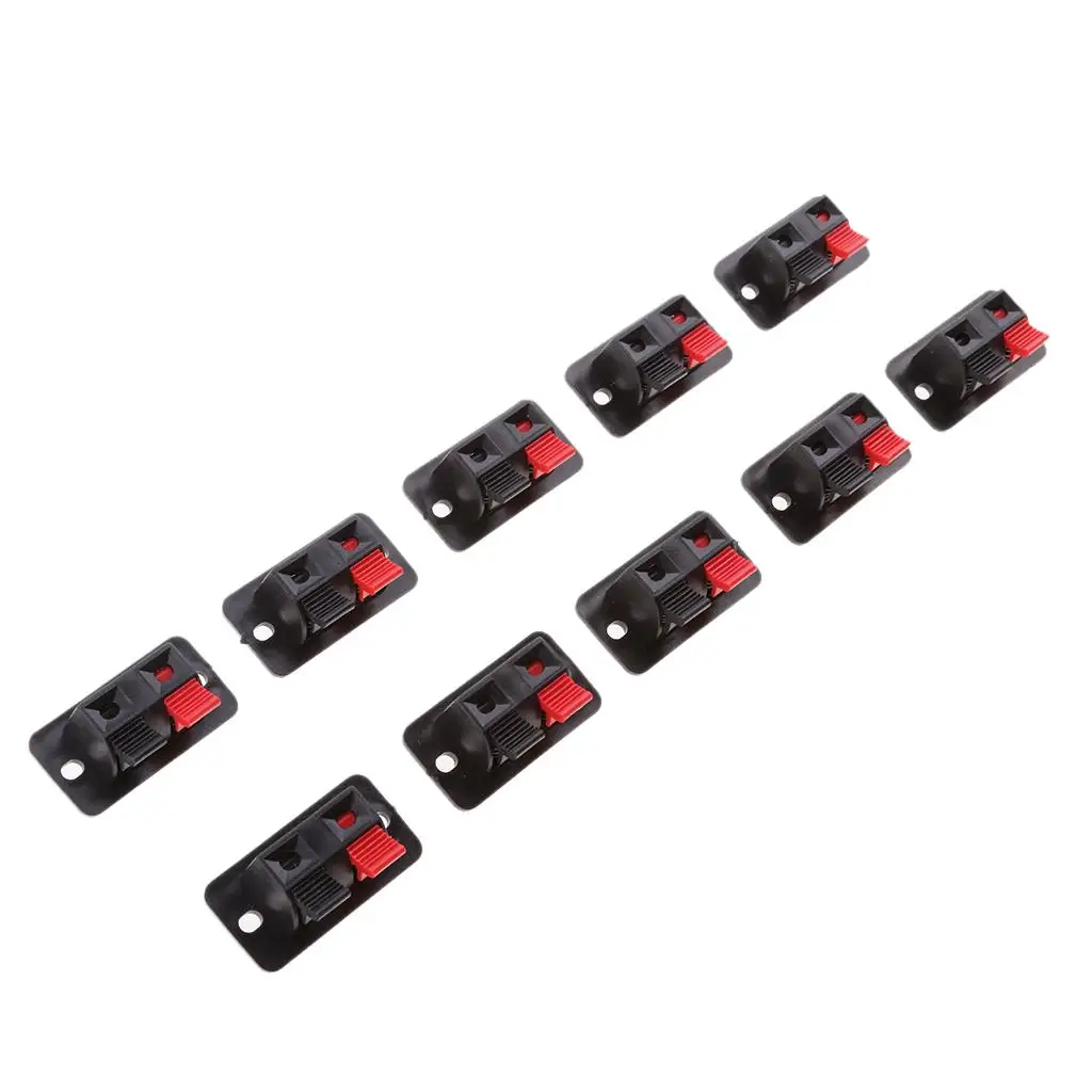 Audio Amplifier Terminal Spring Clip Push Release Speaker Connector Board 2 Way Plate Block for Sound System