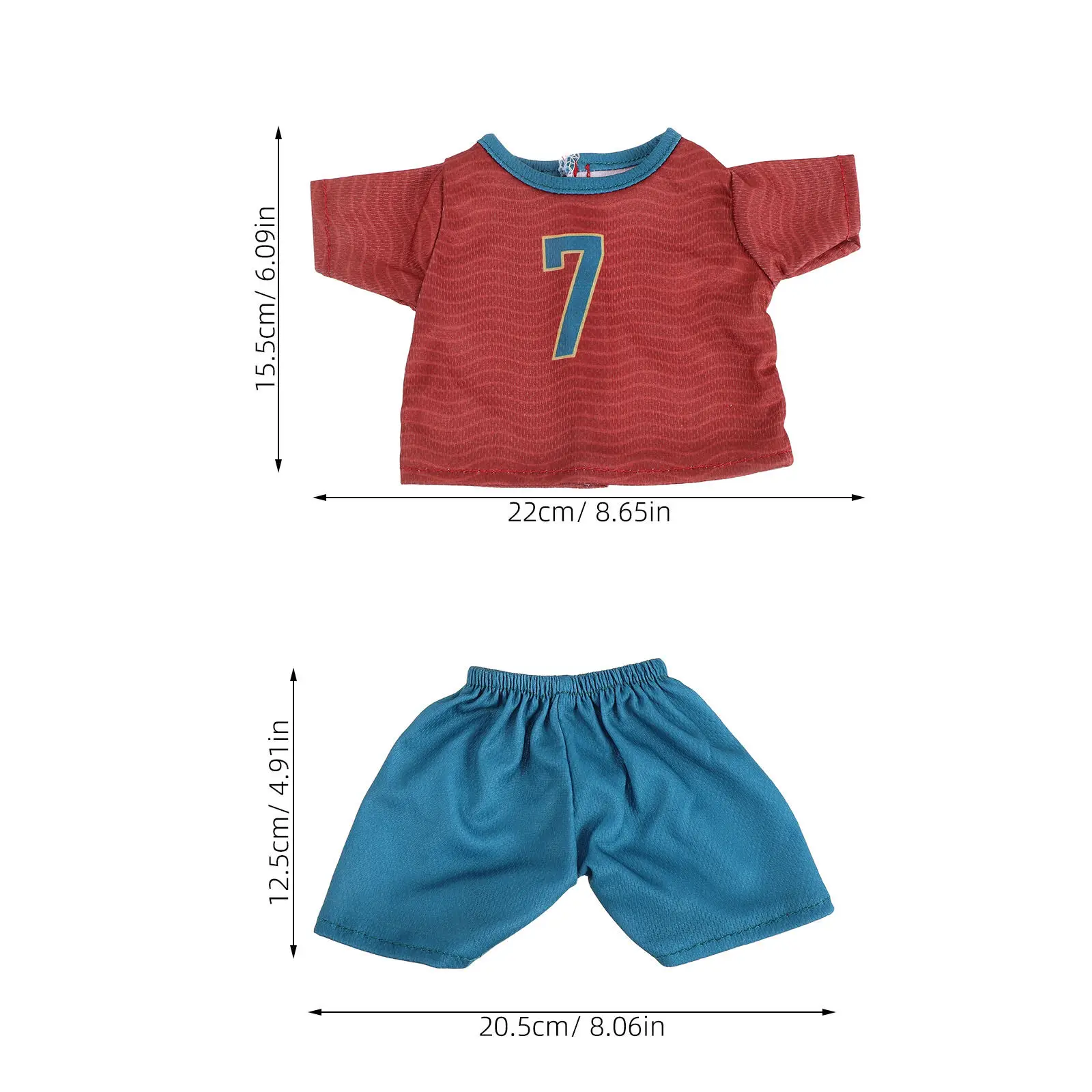 1Set Soccer Uniform for 18 Inch Realistic Sports Outfit Jersey Shorts Number 7 Birthday Gift Soccer Clothes Sportswear