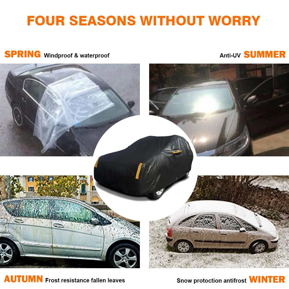 Universal SUV Car Cover Outdoor Protection Waterproof Dustproof UV Suitable for Sedan Dust Cover Black Car Shell Cover SUV Cover