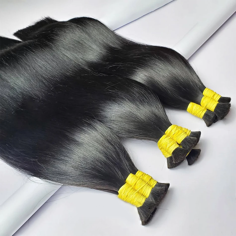 Massa di capelli umani vergini al 100% per intrecciare capelli neri lisci non trattati da 18 pollici senza estensioni di trama per le donne