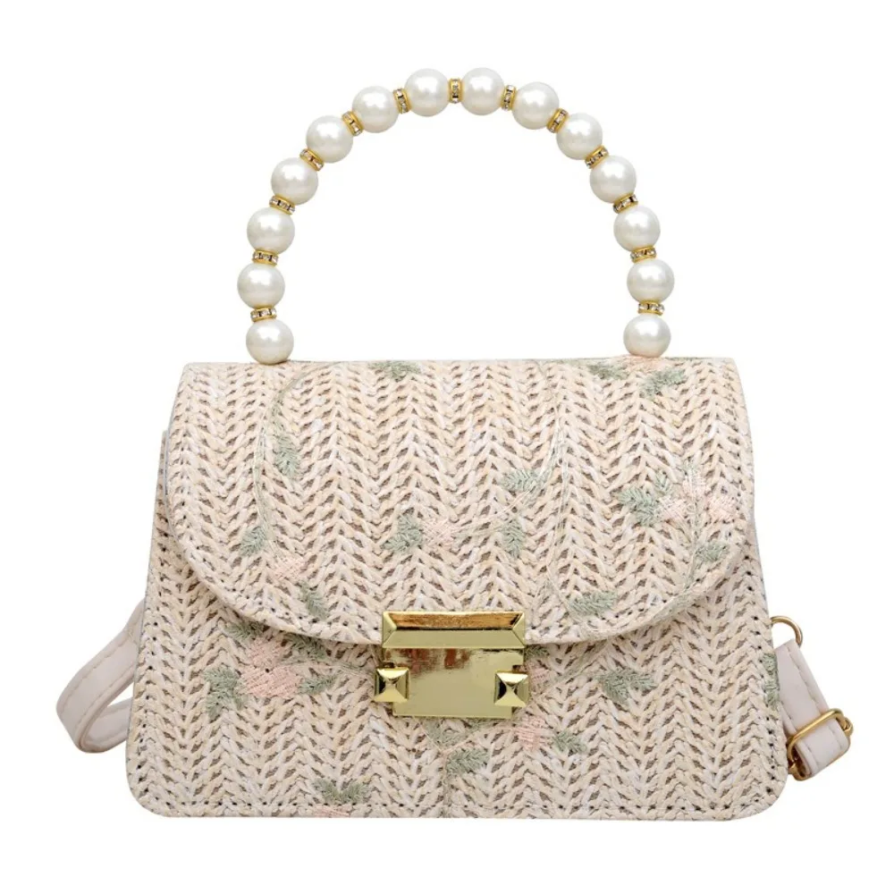 

Креативные соломенные сумки на плечо, маленькая жемчужная сумка через плечо, кошелек для мобильного телефона, модные женские сумки