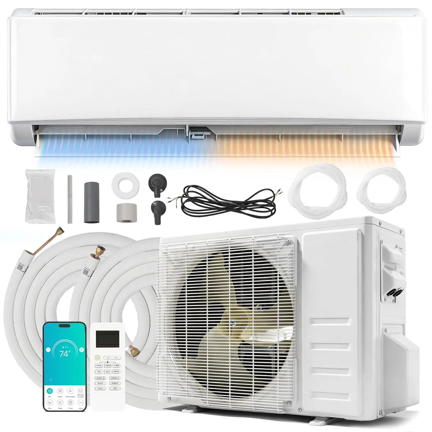 

12000 BTU Mini Split Air Conditioner Heater, 17 SEER2 115V WiFi Inverter AC, Cools up to 750 Sq.Ft, Pre-Charged, Customized