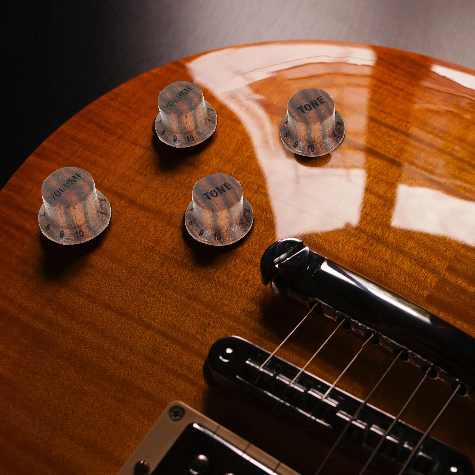 

3Pcs Guitar Volume Knobs Wood Material Durable Anti-Corrosion Fine Workmanship Lightweight Portable Wood Guitar Knobs