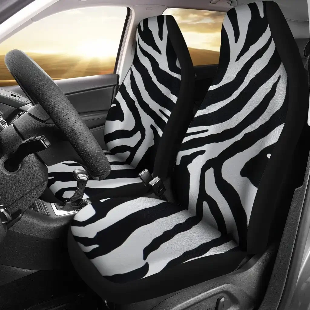 Black White Zebra Seat Cover Car Seat Covers Set 2 Pc, Car Accessories Car Mats