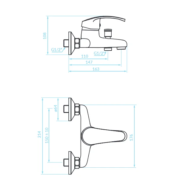 صنبور دش حمام جداري من Kakadu ، أبيض
