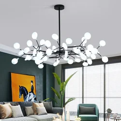 Modern Firefly LED Chandelier Black Gold for Living Room Bedroom Hall Home Decor Indoor Lighting Minimalist Ceiling Pendant Lamp
