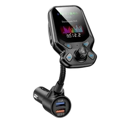 Transmisor FM con cargador USB Dual QC3.0, receptor compatible con Bluetooth, tarjeta TF, reproductor de música MP3 para coche, Cargador USB Dual QC 3,0