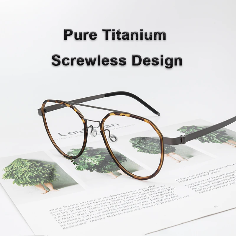 Screwless Design Ultra Light Pure Titanium Men's Glasses Frame Double Beam Business Eyeglasses Big Face 150mm Pilot Eyewear
