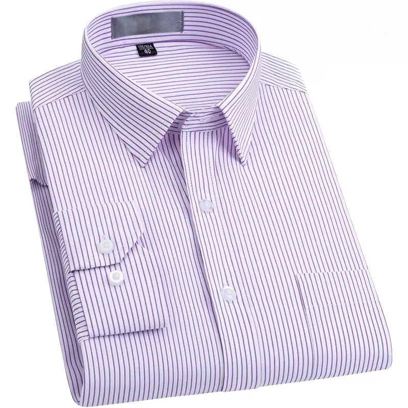 

Men's Shirt Striped Long Sleeved Loose Fitting Business Casual Ironless Shirt