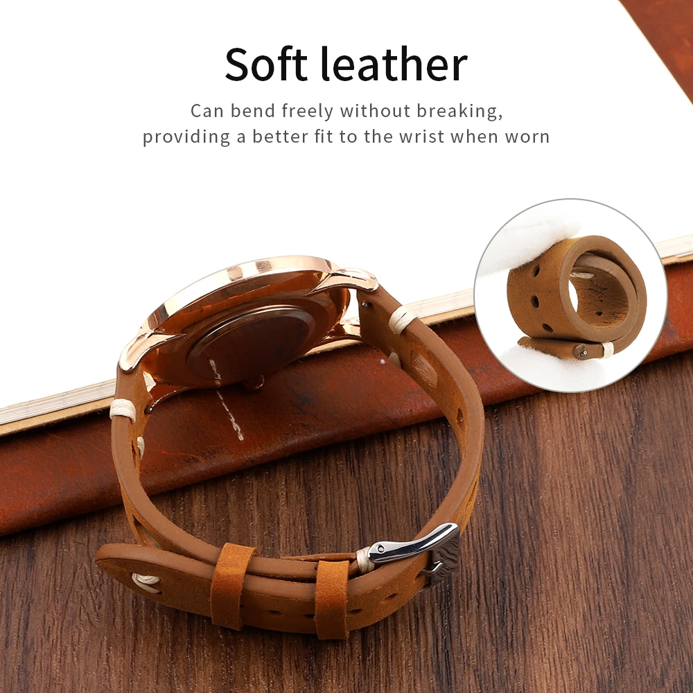 Retro Crazy Horse Leather Watchband 18mm 19mm 20mm 22mm Three Hole Watch Strap Real Leather Quick Release Bracelets Wristband