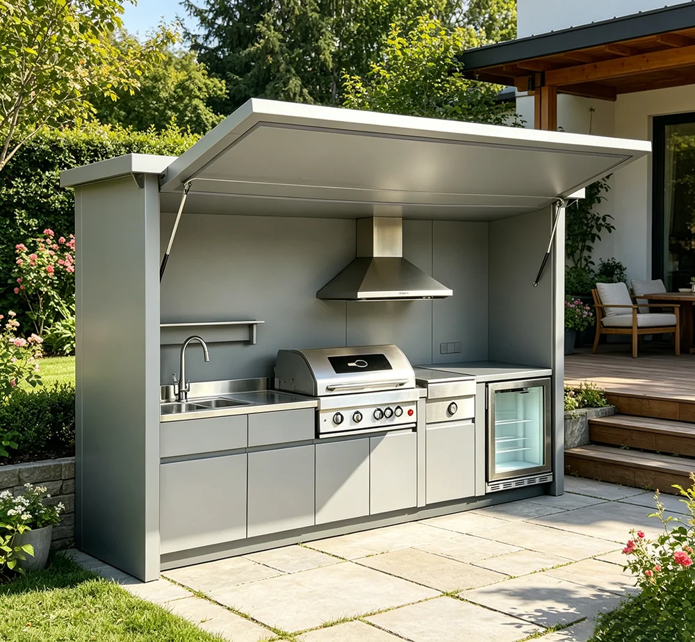 Modern Stylish Outdoor Kitchen Cabinets with Complete BBQ Setup, Durable & Weather-Resistant, Perfect for Gardens, Customizable image 3
