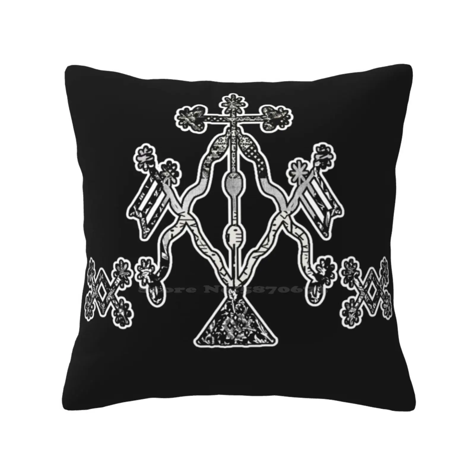 Black And White Damballah Throw Cushion Pillow Cover Papa Damballah Veve Sigil Haitian Vodou Ayida Wedo Followers Followers