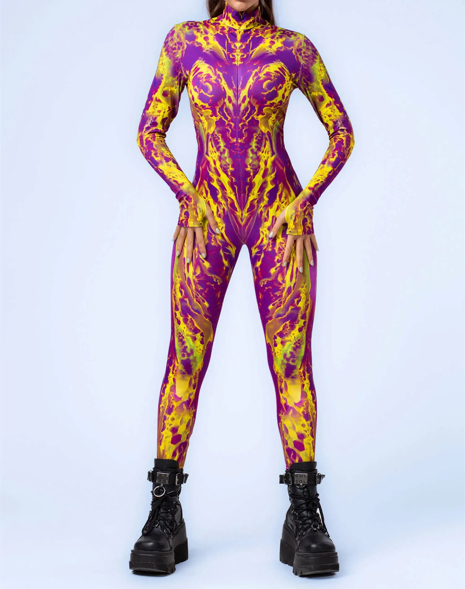Halloween-Karnevalsparty Aerial Yoga Zentai Damen Enger Gothic Mechanischer Erwachsenen-Futuristischer Technologie-Roboter Cosplay-Jumpsuit – Detail 15