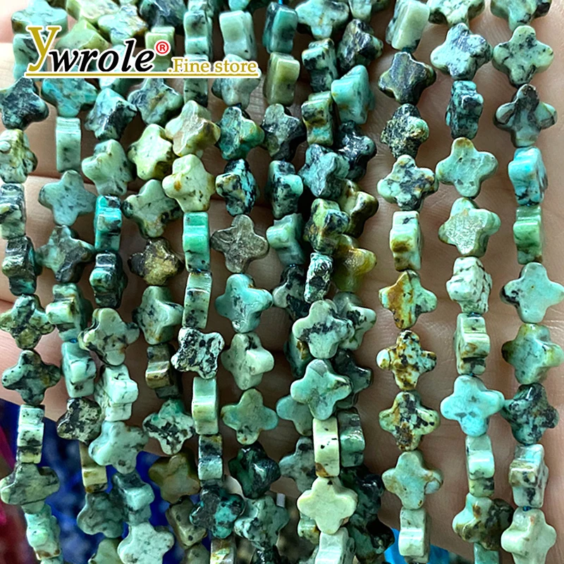 

Natural Stone 7-8MM Clover African Turquoise Loose Spacer Beads for Jewelry Making DIY Earrings Bracelet Charms Accessories