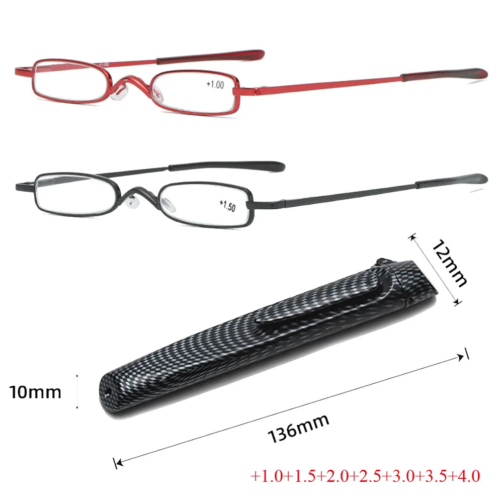 Elegant Reading Glasses Metal Frame Ultra-thin Men Women Reading Glasses Portable Mini Reading Presbyopia Eyeglasses with Box