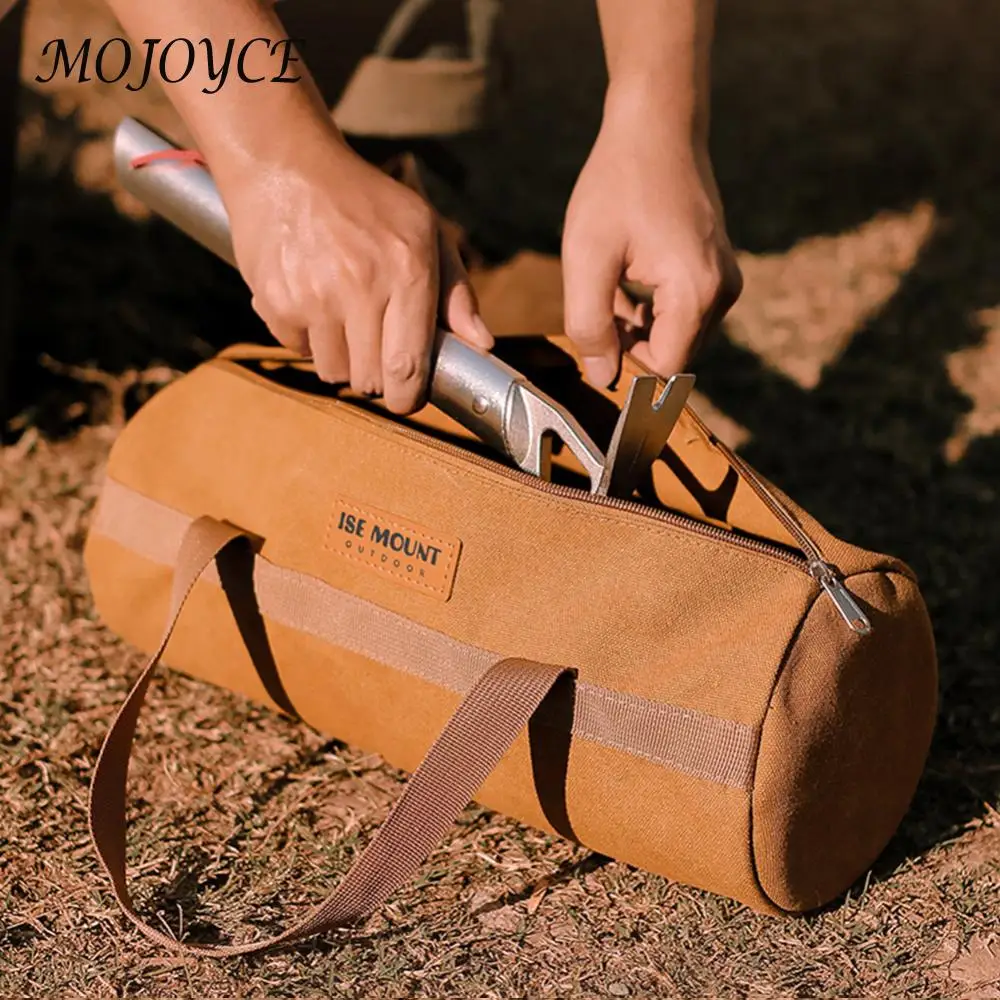 Cylinder Hand Carrying Pouch Canvas Tent Ground Nail Wind Rope Hammer Pouch Large Capacity Handbag Outdoor Accessories