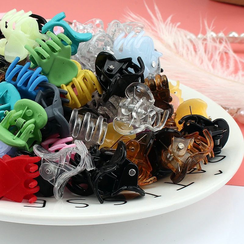 6pcs Set Acetate Fiber Small Hair Claw Clip Frosted Solid Color Hair Claw Retro Claw Clip Headband Barrette Hair Accessories Set