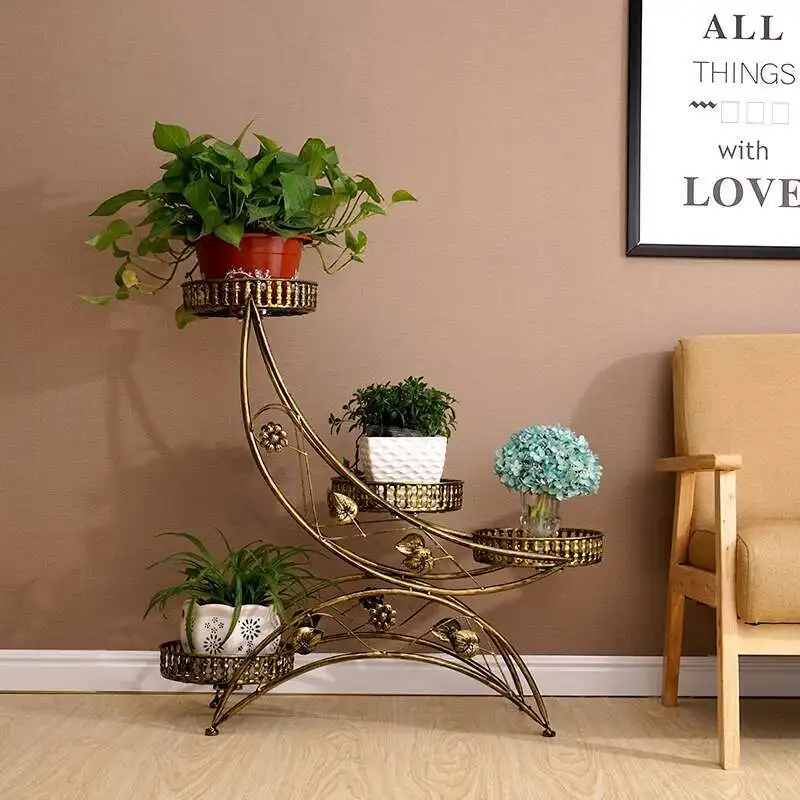 

European Aesthetics Flower Stand Rack Decoration Living Room Balcony Simple Accessories Rack Light Luxury Plantenrek Furniture